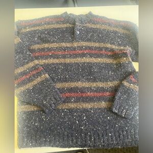 Vintage grandpa sweater striped cashmere wool blend blue beige maroon oversized